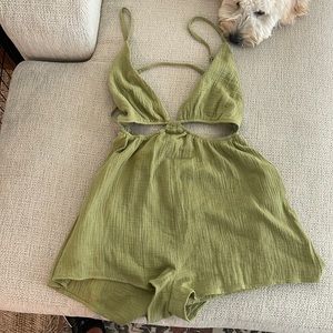 Romper with cut outs and pockets